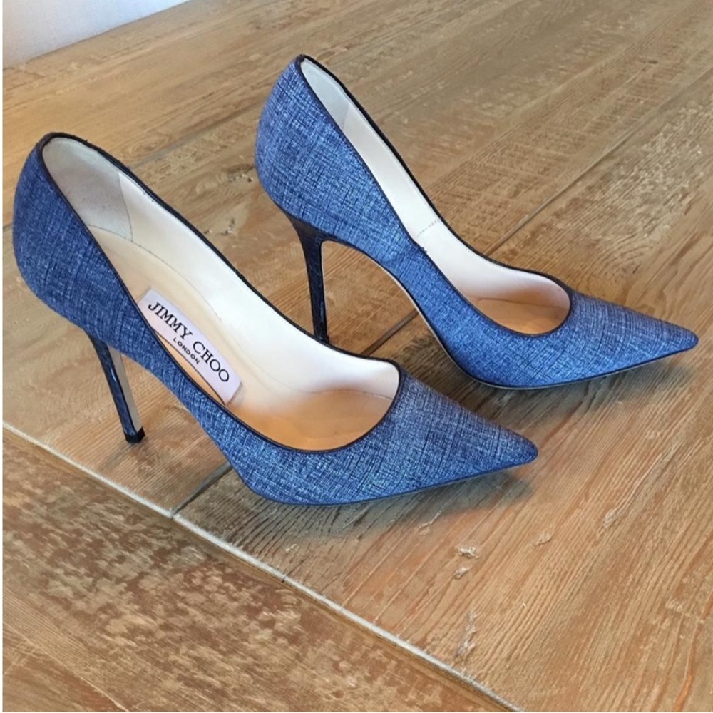 Authentic Jimmy Choo denim look shoes